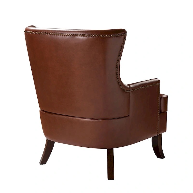 Mid-Century Modern Wingback Vegan Leather Armchair, Ergonomic, Set of 2