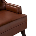 Mid-Century Modern Wingback Vegan Leather Armchair, Ergonomic, Set of 2