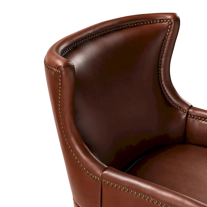 Mid-Century Modern Wingback Vegan Leather Armchair, Ergonomic, Set of 2
