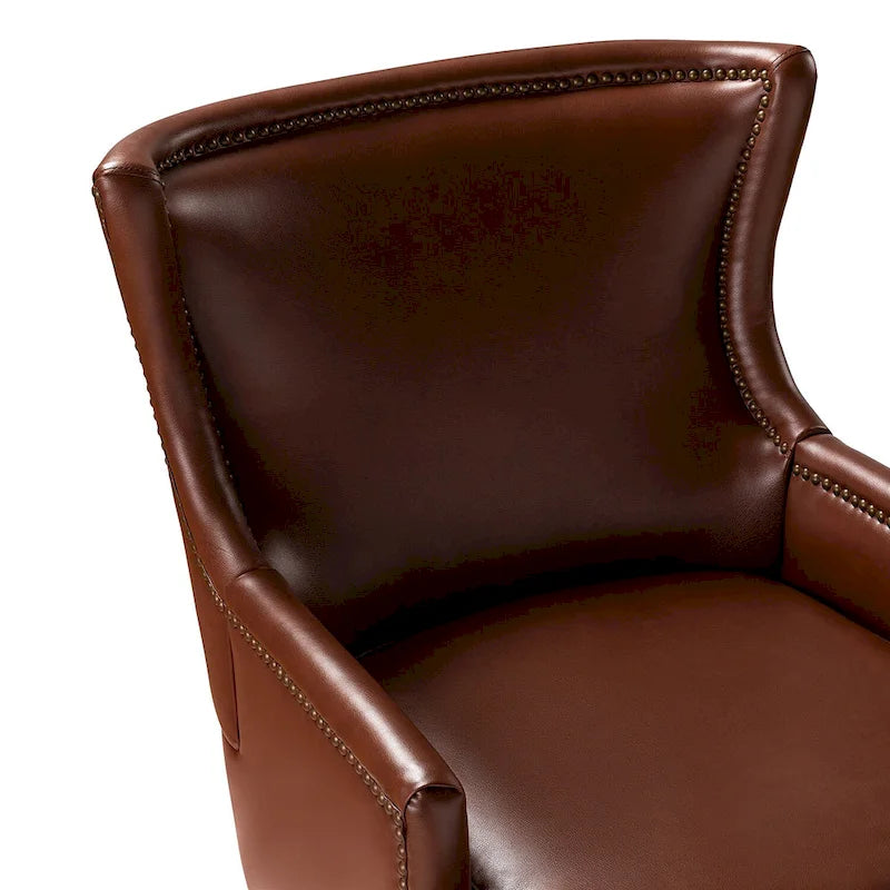 Mid-Century Modern Wingback Vegan Leather Armchair, Ergonomic, Set of 2