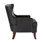 Mid-Century Modern Wingback Vegan Leather Armchair, Ergonomic, Set of 2
