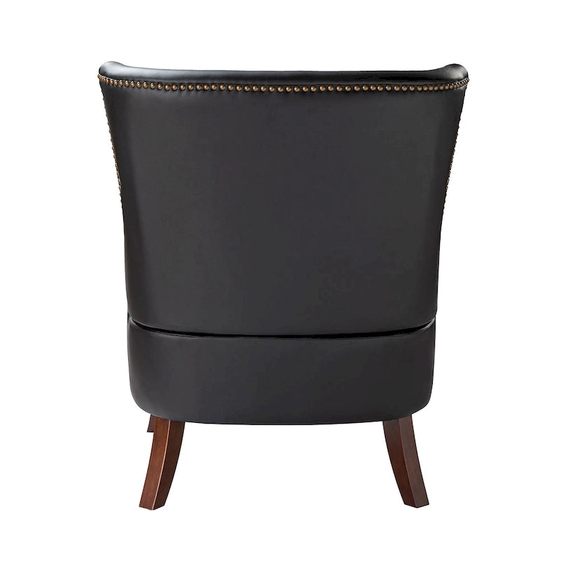 Mid-Century Modern Wingback Vegan Leather Armchair, Ergonomic, Set of 2