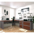 L-Shaped Home Office Workstation with Lateral File Cabinet