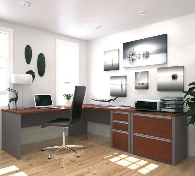 Bestar Connexion L-shaped Workstation with Lateral File