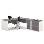 L-Shaped Home Office Workstation with Lateral File Cabinet