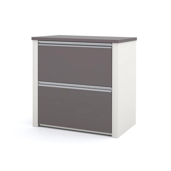 L-Shaped Home Office Workstation with Lateral File Cabinet