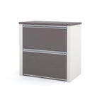 L-Shaped Home Office Workstation with Lateral File Cabinet