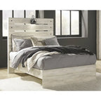 Whitewash Panel Bed | Rustic Industrial Farmhouse Style | Available in Twin, Full, Queen & King
