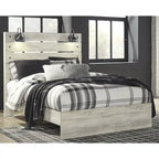 Whitewash Panel Bed | Rustic Industrial Farmhouse Style | Available in Twin, Full, Queen & King