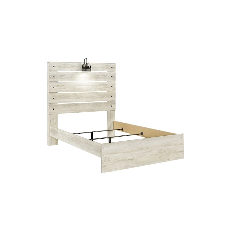 Whitewash Panel Bed | Rustic Industrial Farmhouse Style | Available in Twin, Full, Queen & King