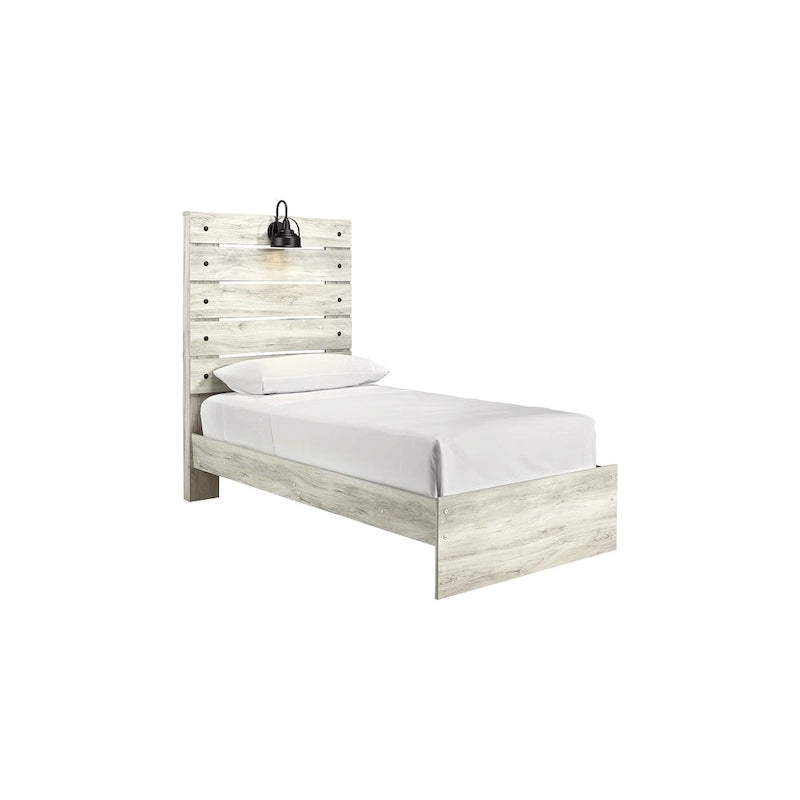 Whitewash Panel Bed | Rustic Industrial Farmhouse Style | Available in Twin, Full, Queen & King