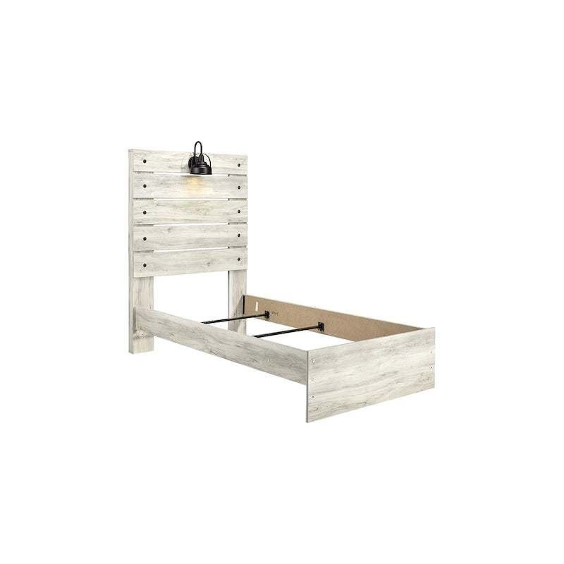 Whitewash Panel Bed | Rustic Industrial Farmhouse Style | Available in Twin, Full, Queen & King