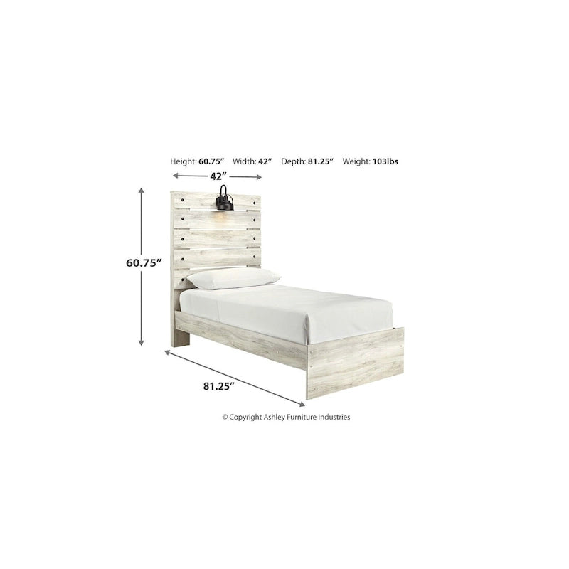 Whitewash Panel Bed | Rustic Industrial Farmhouse Style | Available in Twin, Full, Queen & King