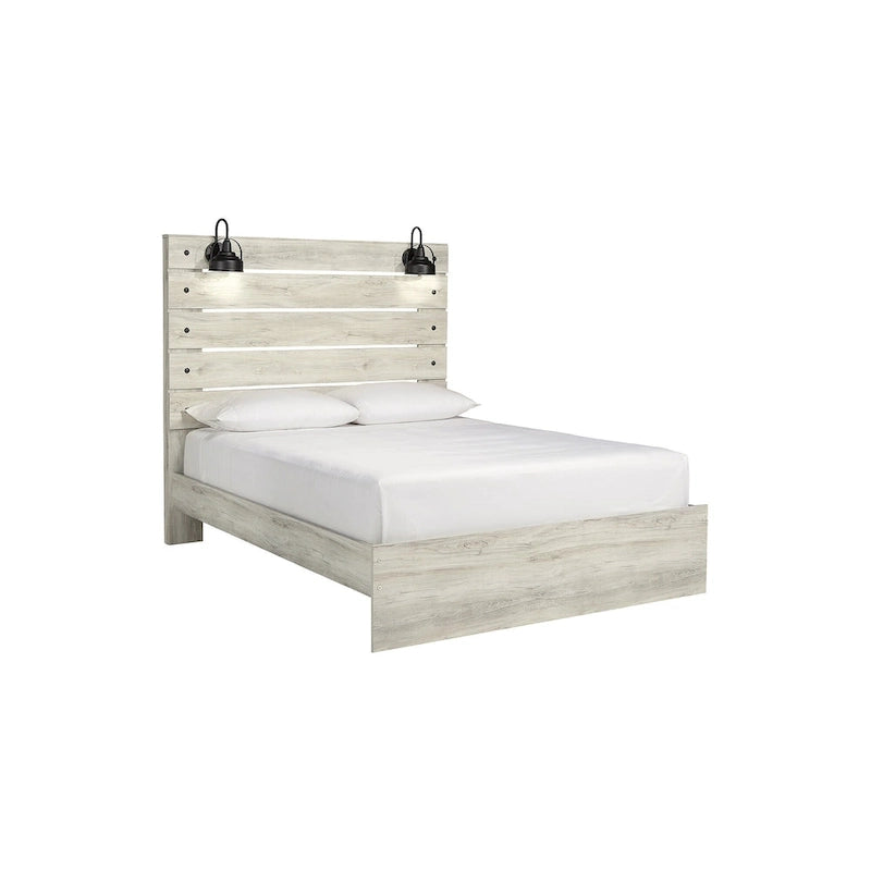 Whitewash Panel Bed | Rustic Industrial Farmhouse Style | Available in Twin, Full, Queen & King