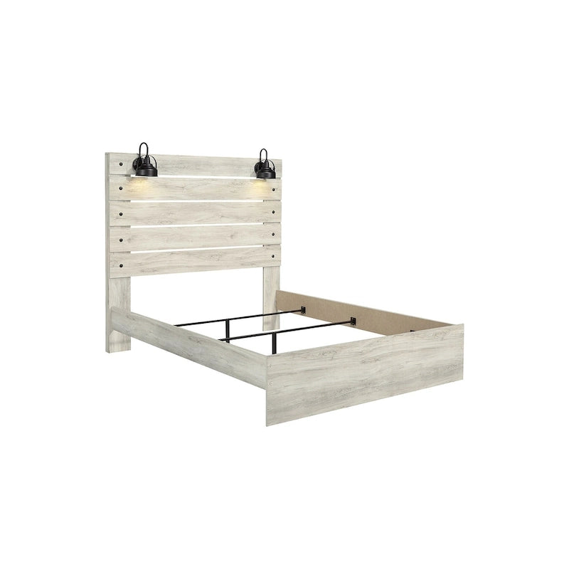 Whitewash Panel Bed | Rustic Industrial Farmhouse Style | Available in Twin, Full, Queen & King