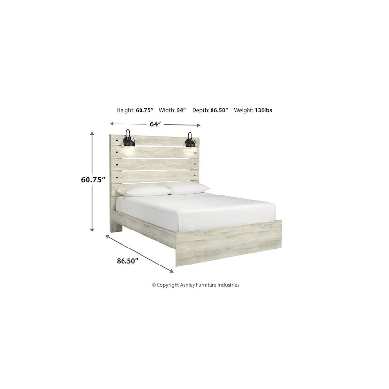 Whitewash Panel Bed | Rustic Industrial Farmhouse Style | Available in Twin, Full, Queen & King