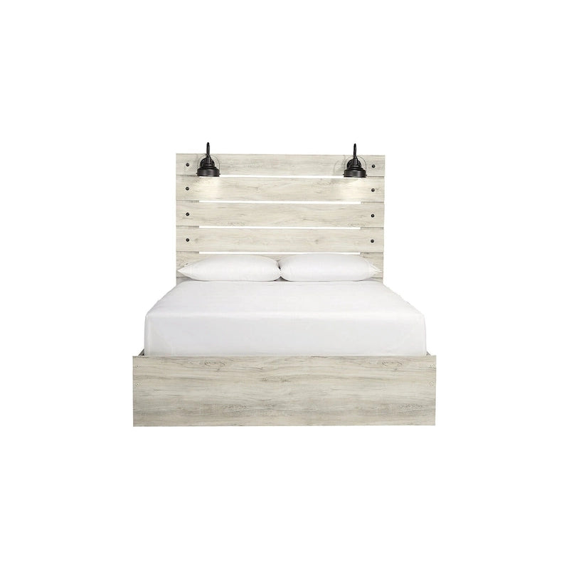 Whitewash Panel Bed | Rustic Industrial Farmhouse Style | Available in Twin, Full, Queen & King