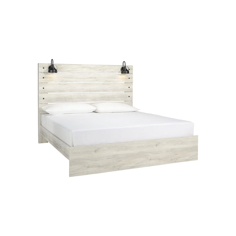 Whitewash Panel Bed | Rustic Industrial Farmhouse Style | Available in Twin, Full, Queen & King