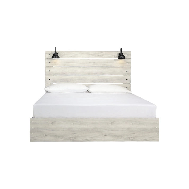 Whitewash Panel Bed | Rustic Industrial Farmhouse Style | Available in Twin, Full, Queen & King