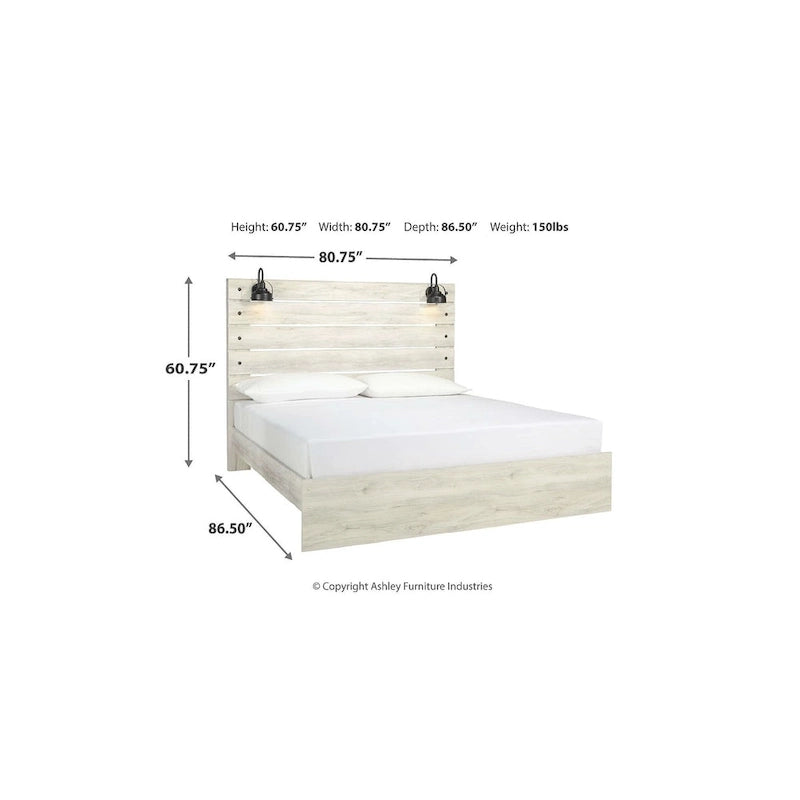 Whitewash Panel Bed | Rustic Industrial Farmhouse Style | Available in Twin, Full, Queen & King