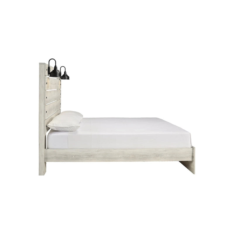 Whitewash Panel Bed | Rustic Industrial Farmhouse Style | Available in Twin, Full, Queen & King
