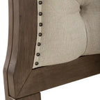 Dusty Taupe King Shelter Bed – Farmhouse Style Upholstered Headboard