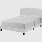 Dayton King Leather Platform Bed with Button Tufted Headboard