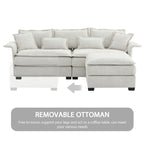 [VIDEO provided][New]95*66Oversized Luxury Sectional Sofa with Bentwood Armrests,4 seat Upholstered Indoor Furniture with Doubl
