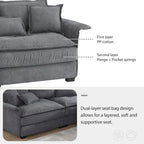 [VIDEO provided][New]95*66Oversized Luxury Sectional Sofa with Bentwood Armrests,4 seat Upholstered Indoor Furniture with Doubl
