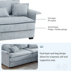 [VIDEO provided][New]95*66Oversized Luxury Sectional Sofa with Bentwood Armrests,4 seat Upholstered Indoor Furniture with Doubl