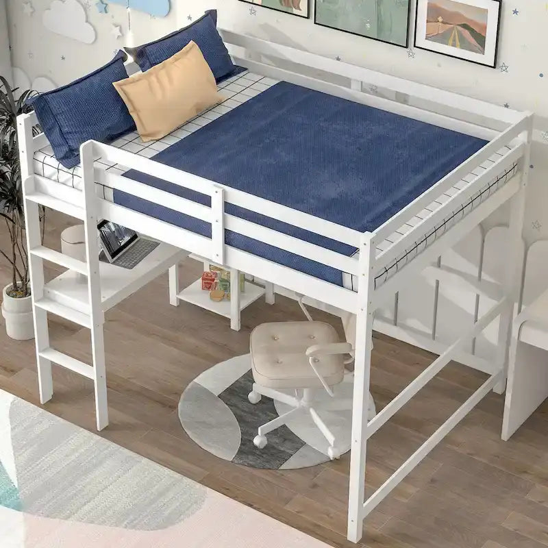 Full Loft Bed with Desk ,Shelves and Ladder
