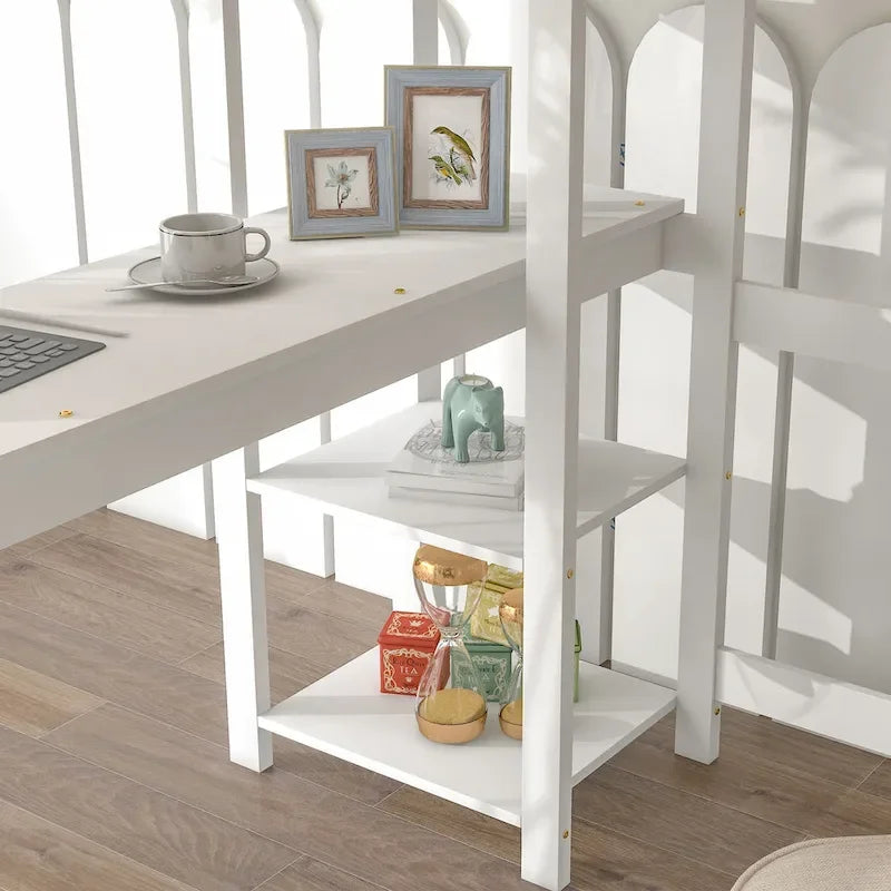 Full Loft Bed with Desk ,Shelves and Ladder
