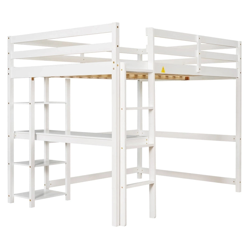 Full Loft Bed with Desk ,Shelves and Ladder
