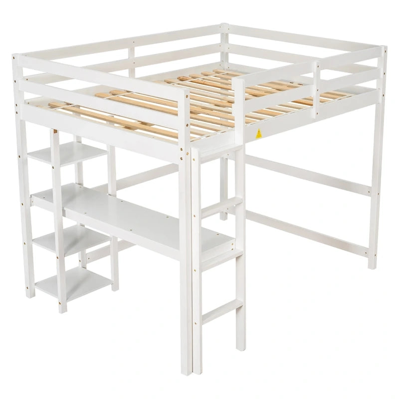 Full Loft Bed with Desk ,Shelves and Ladder