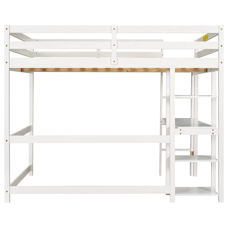 Full Loft Bed with Desk ,Shelves and Ladder