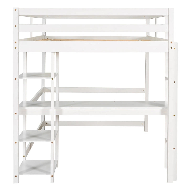 Full Loft Bed with Desk ,Shelves and Ladder