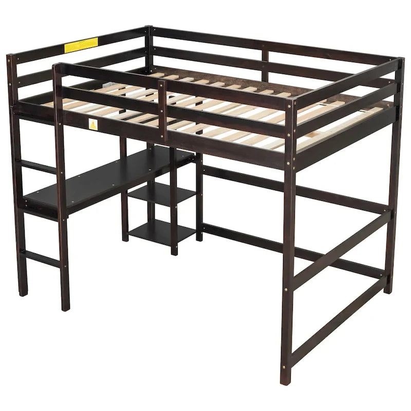 Full Loft Bed with Desk ,Shelves and Ladder