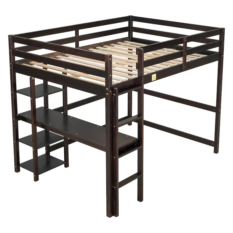 Full Loft Bed with Desk ,Shelves and Ladder