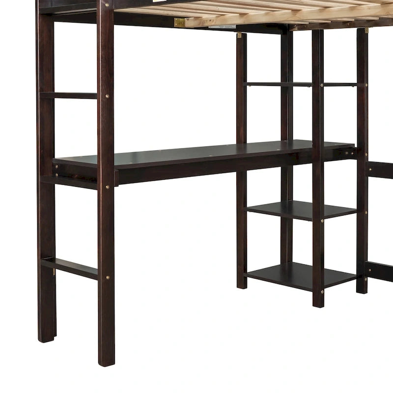 Full Loft Bed with Desk ,Shelves and Ladder