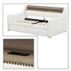 Modern Stylish Twin Size Upholstered Storage Daybed with Nailhead Trim