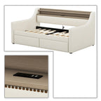 Modern Stylish Twin Size Upholstered Storage Daybed with Nailhead Trim
