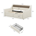Modern Stylish Twin Size Upholstered Storage Daybed with Nailhead Trim