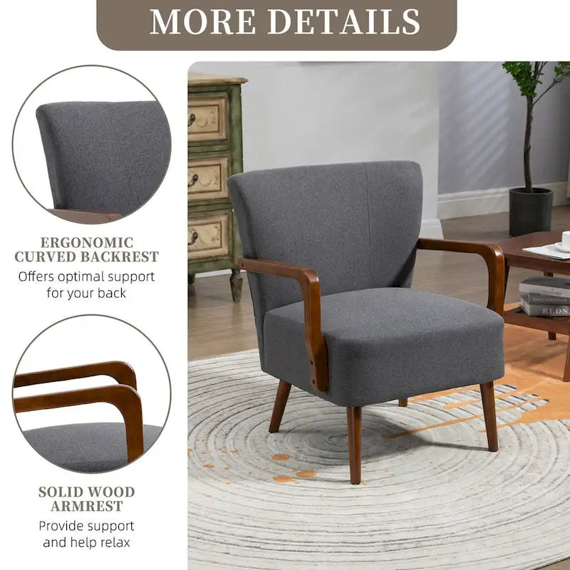 Modern chairs in the living room, wooden frame armchairs
