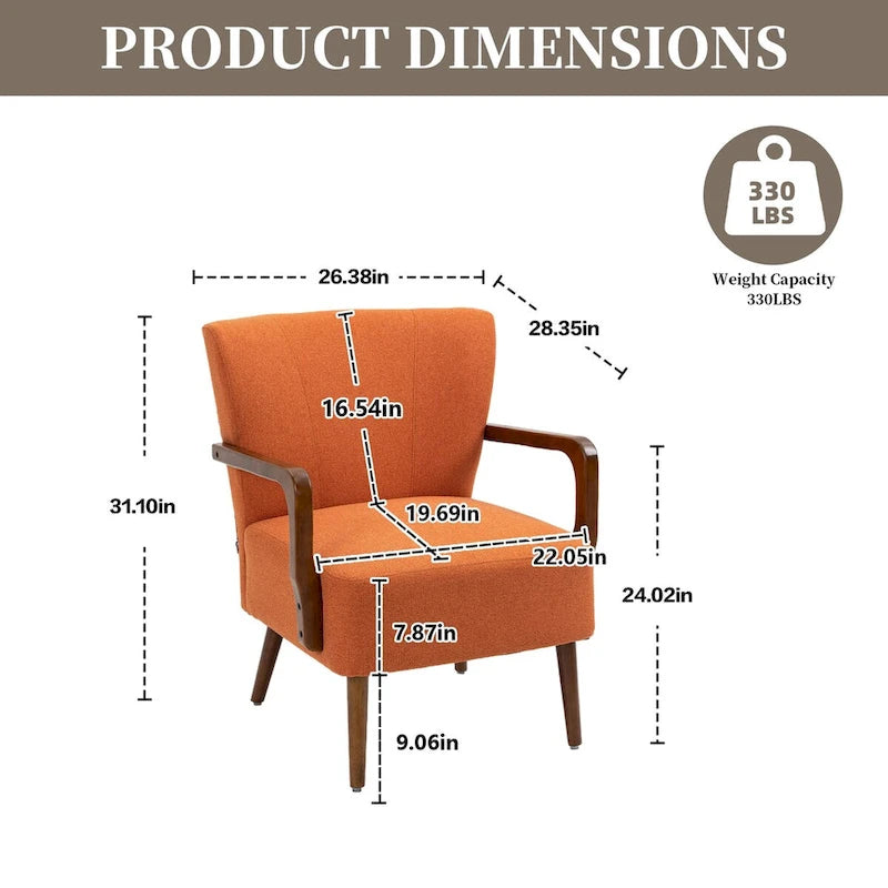 Modern chairs in the living room, wooden frame armchairs