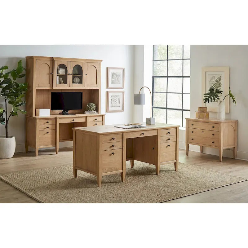 Modern Wood Lateral File, Storage File Drawer, Office File Drawer, Fully Assembled, Light Brown