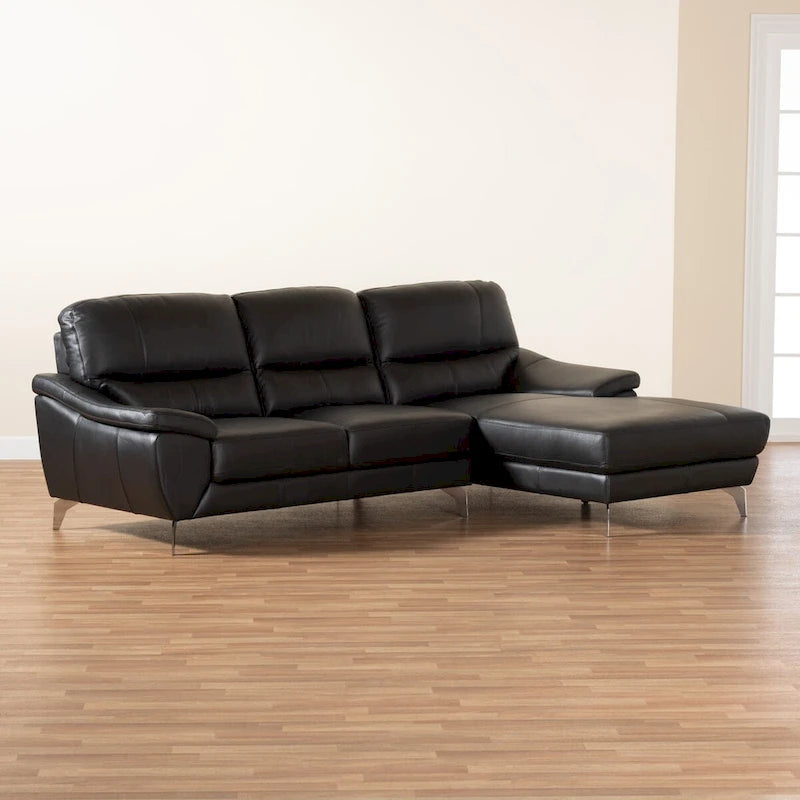 Modern Full Leather Sectional Sofa – Contemporary Living Room Seating