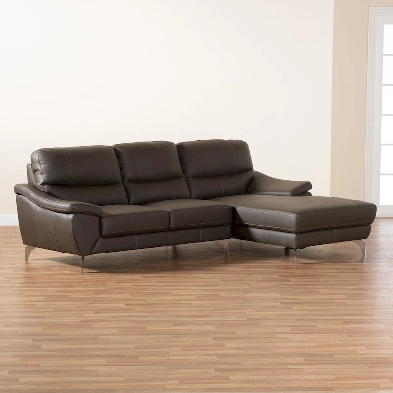 Modern Full Leather Sectional Sofa – Contemporary Living Room Seating
