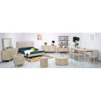 Round Solid Acacia Wood Coffee Table with Hidden Storage Door | Coastal Style