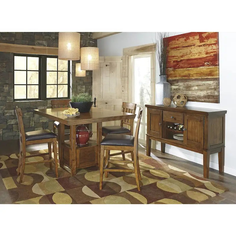 Medium Brown 8-Piece Counter Height Dining Set – Table & Chairs