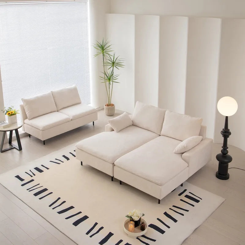 U-Shaped Upholstered Sectional Sofa with Double Chaise